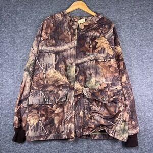 Scent-Lok Camo Hunting Jacket Mens XL Brown Advantage Camouflage Good Full Zip